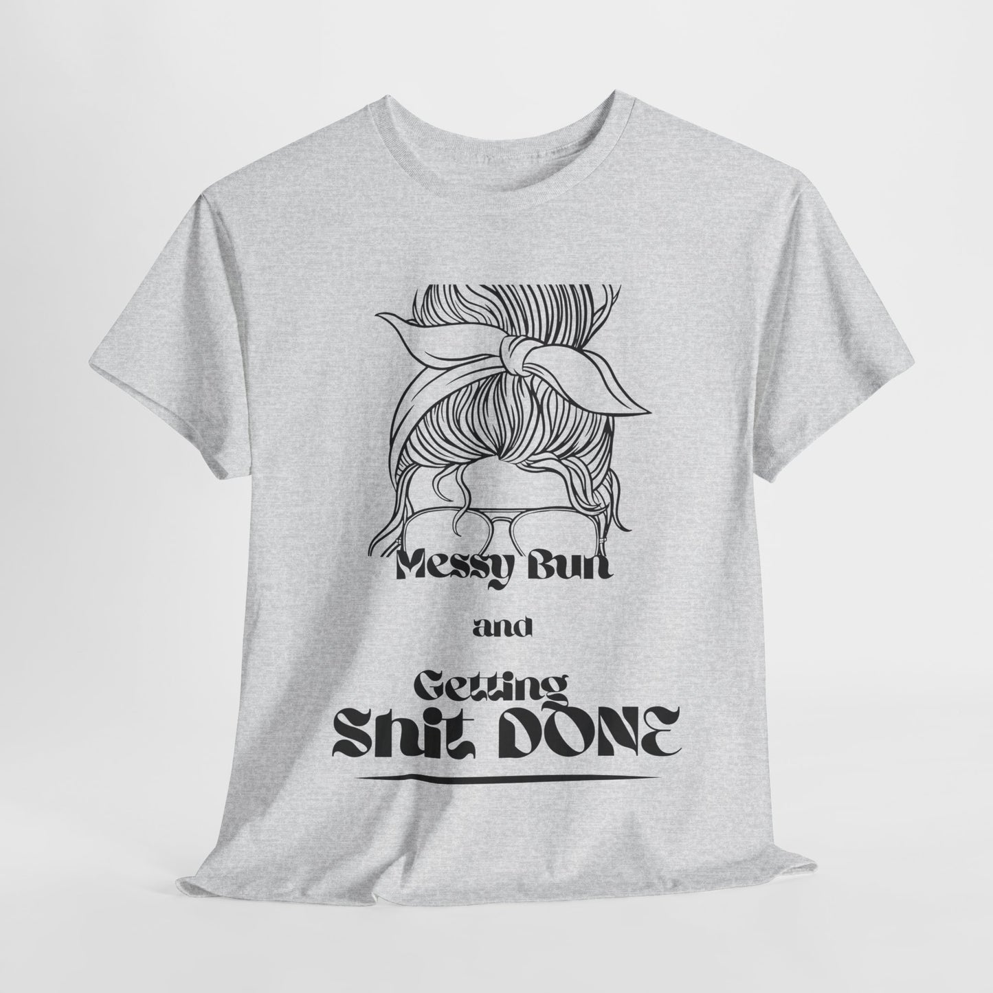 Messy Bun Vibes Unisex Cotton Tee - Gift for Moms, Casual Wear, Humor Tee, Birthday, Relaxed Fit