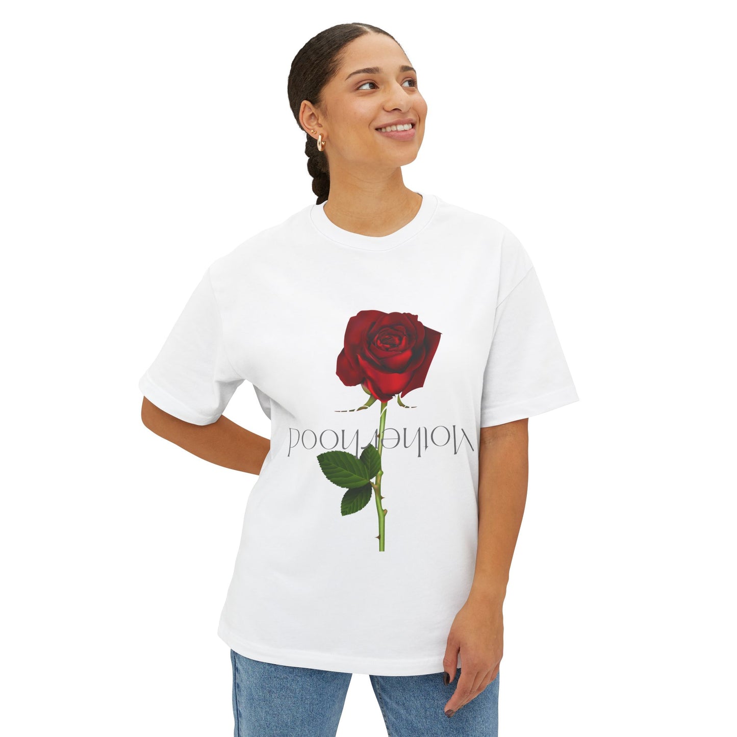 Romantic Rose Oversized Tee, Perfect Gift for Flower Lovers, Casual Streetwear, Summer Style, Ideal for Birthdays and Anniversaries