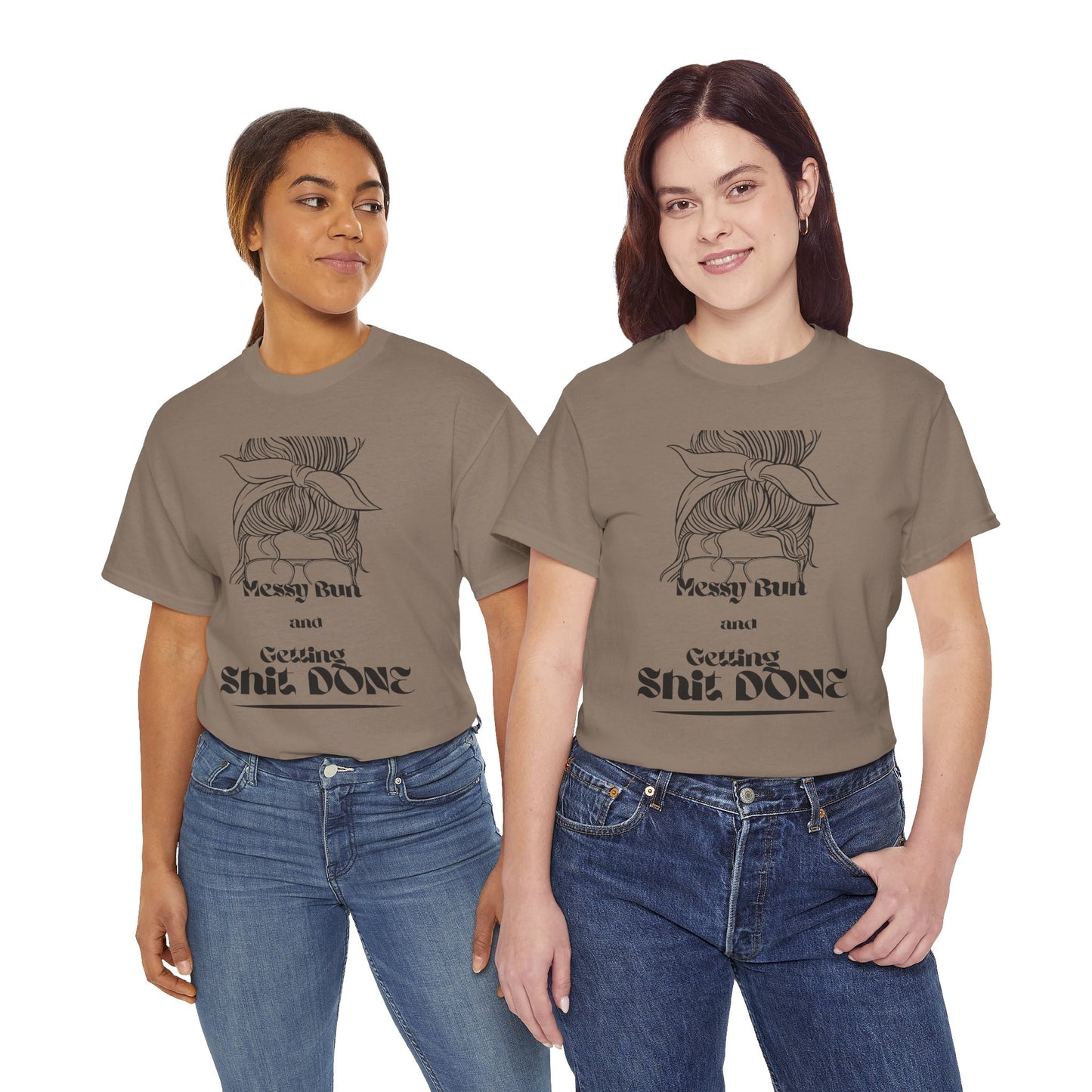 Messy Bun Vibes Unisex Cotton Tee - Gift for Moms, Casual Wear, Humor Tee, Birthday, Relaxed Fit