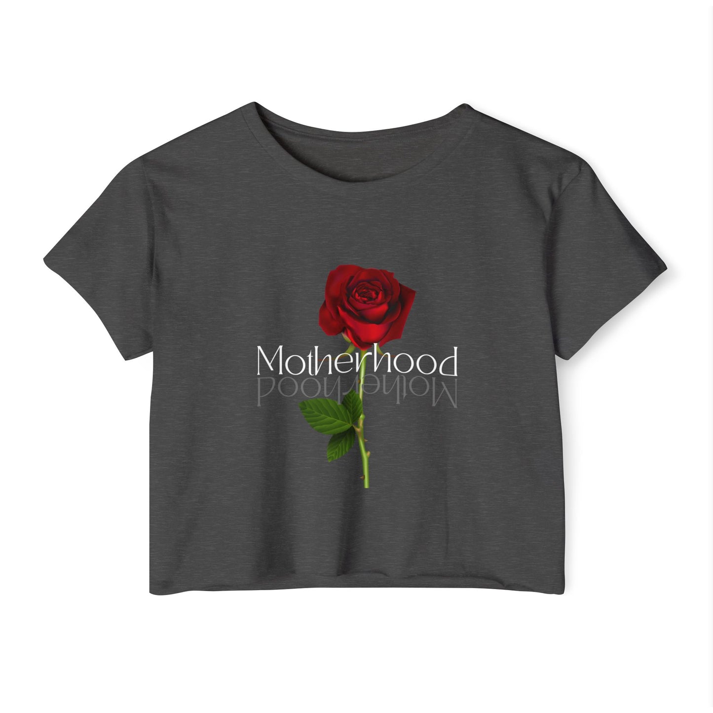 Women's Motherhood Crop Top with Rose Design - Stylish Summer Top, Boho Fashion, Festival Wear, Mother's Day Gift, Casual Outfit