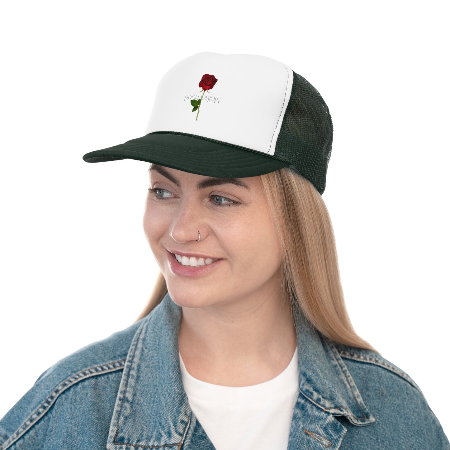 Elegant Rose Trucker Cap | Floral Hat for Garden Lovers, Fashion Accessory, Gift for Him/Her, Stylish Headwear, Summer Essential