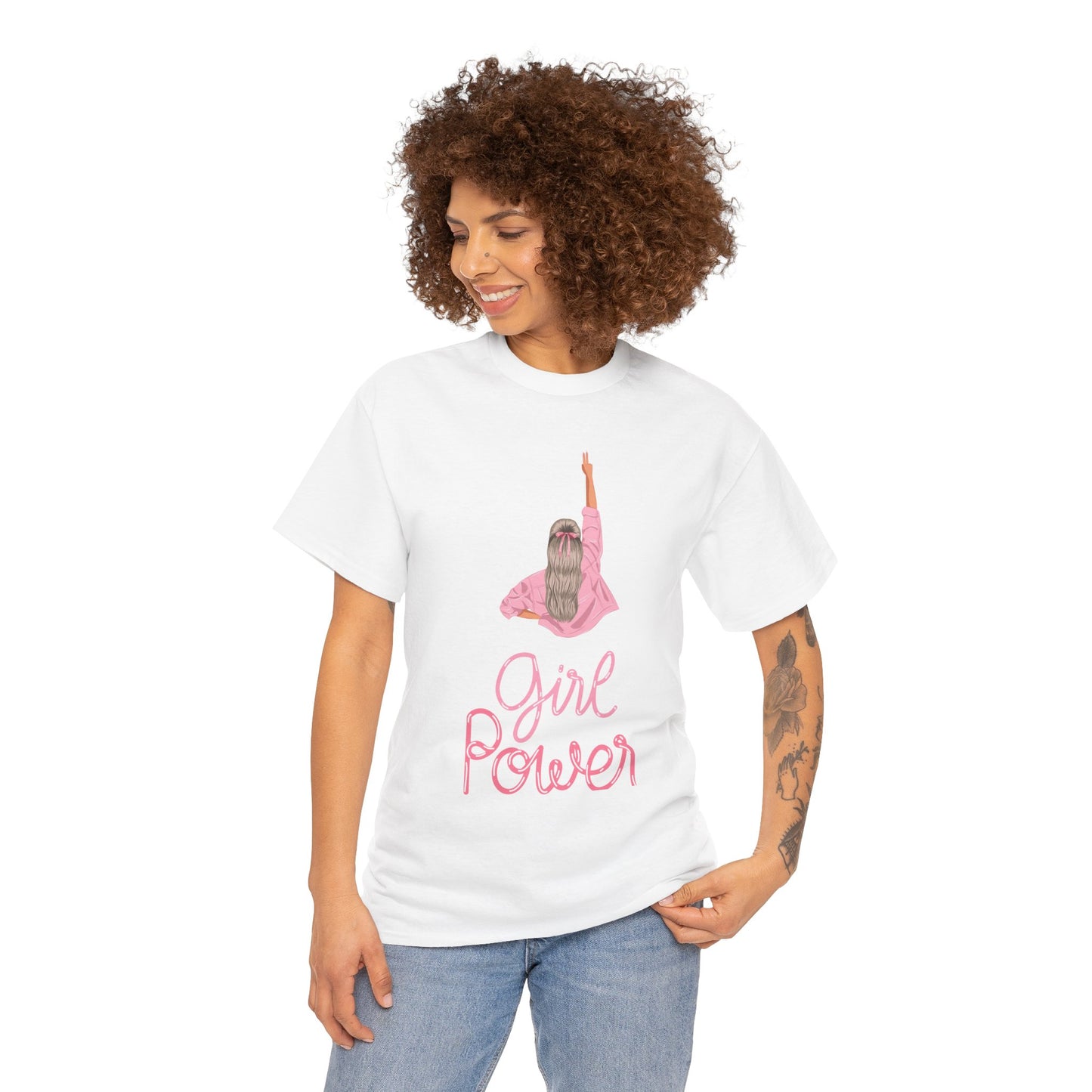 Girl Power Unisex Heavy Cotton Tee, Feminist Shirt, Gift for Her, Empowerment Tee, Fun Casual Wear, Birthday Gift