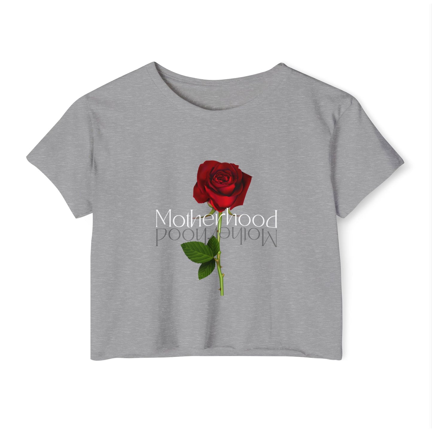 Women's Motherhood Crop Top with Rose Design - Stylish Summer Top, Boho Fashion, Festival Wear, Mother's Day Gift, Casual Outfit