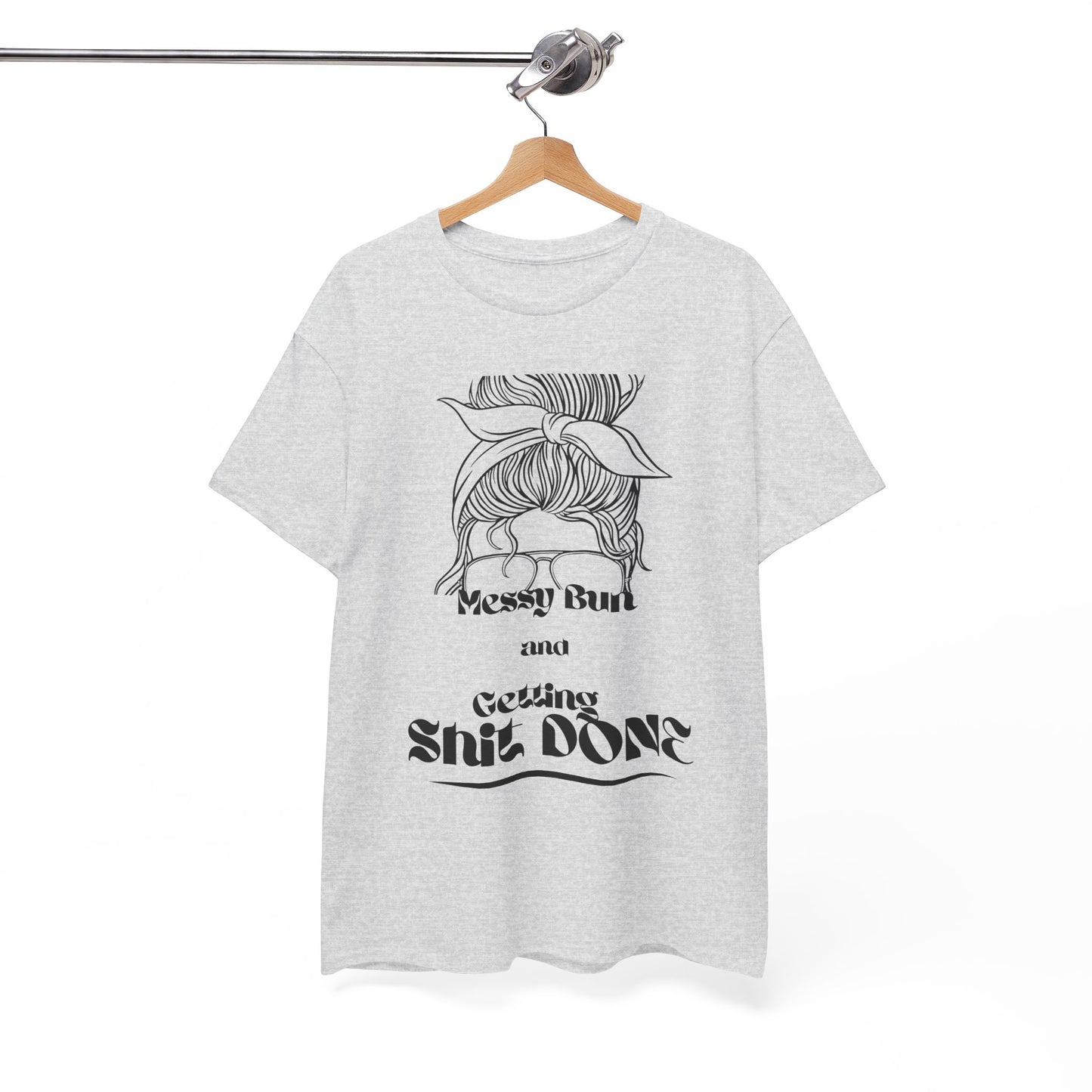 Messy Bun Vibes Unisex Cotton Tee - Gift for Moms, Casual Wear, Humor Tee, Birthday, Relaxed Fit