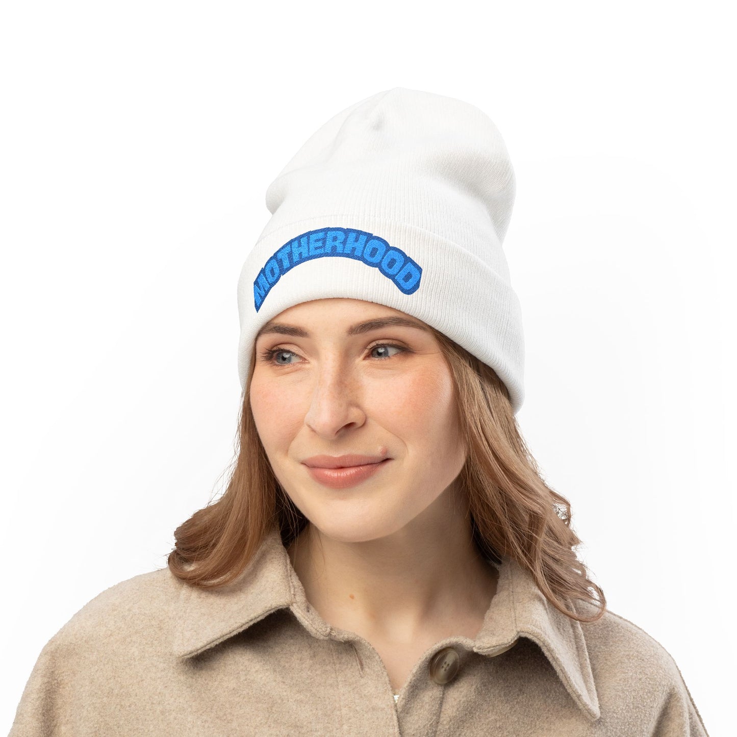 Embroidered Motherhood Knit Beanie, Cozy Winter Hat, Gift for Moms, Trendy Beanie, Stylish Headwear, Winter Accessory