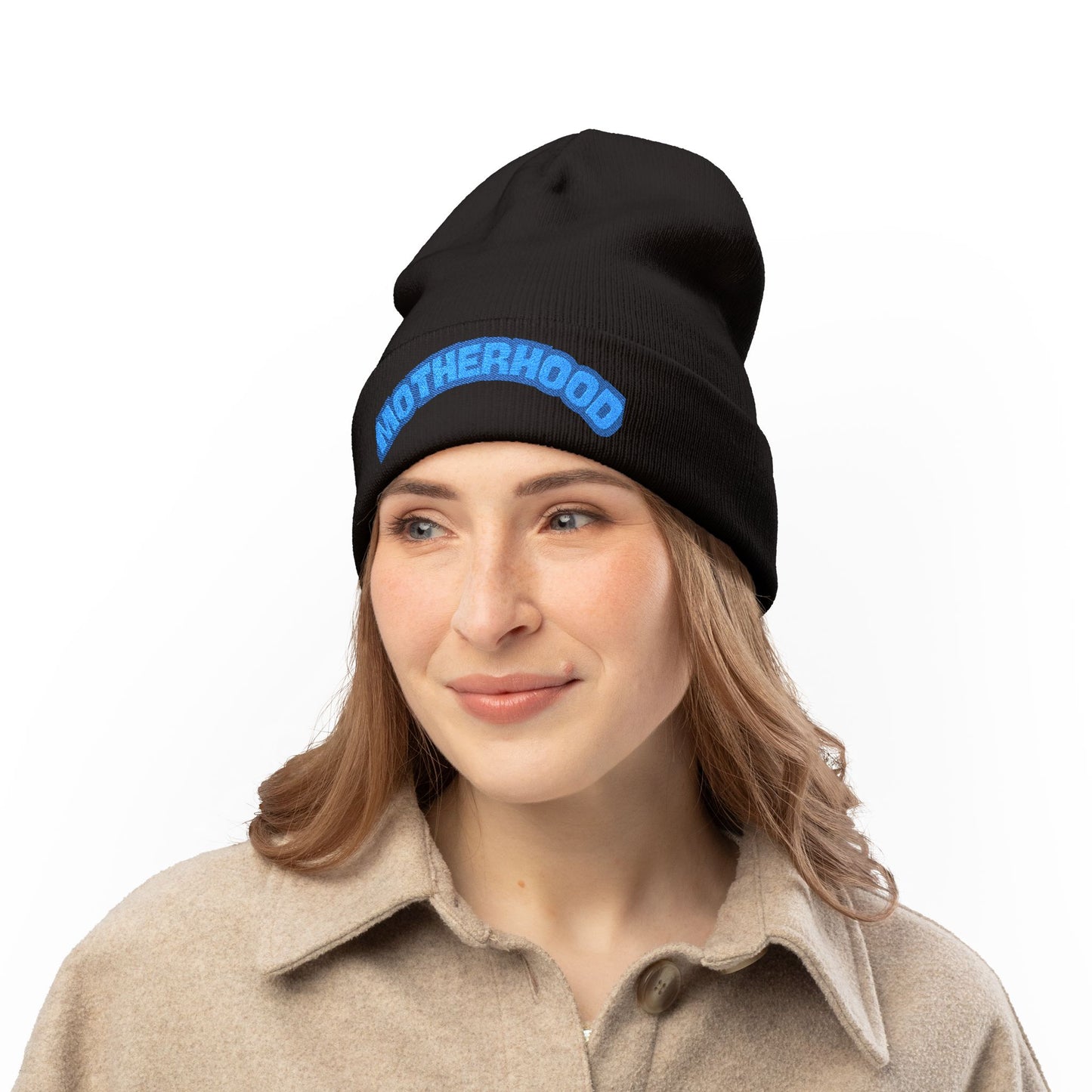 Embroidered Motherhood Knit Beanie, Cozy Winter Hat, Gift for Moms, Trendy Beanie, Stylish Headwear, Winter Accessory
