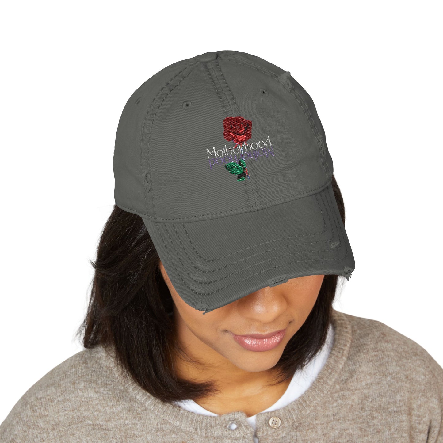 Motherhood Distressed Embroidered Dad Hat, Trendy Cap for Dad, Casual Accessories, Gift for Him, Family Gatherings