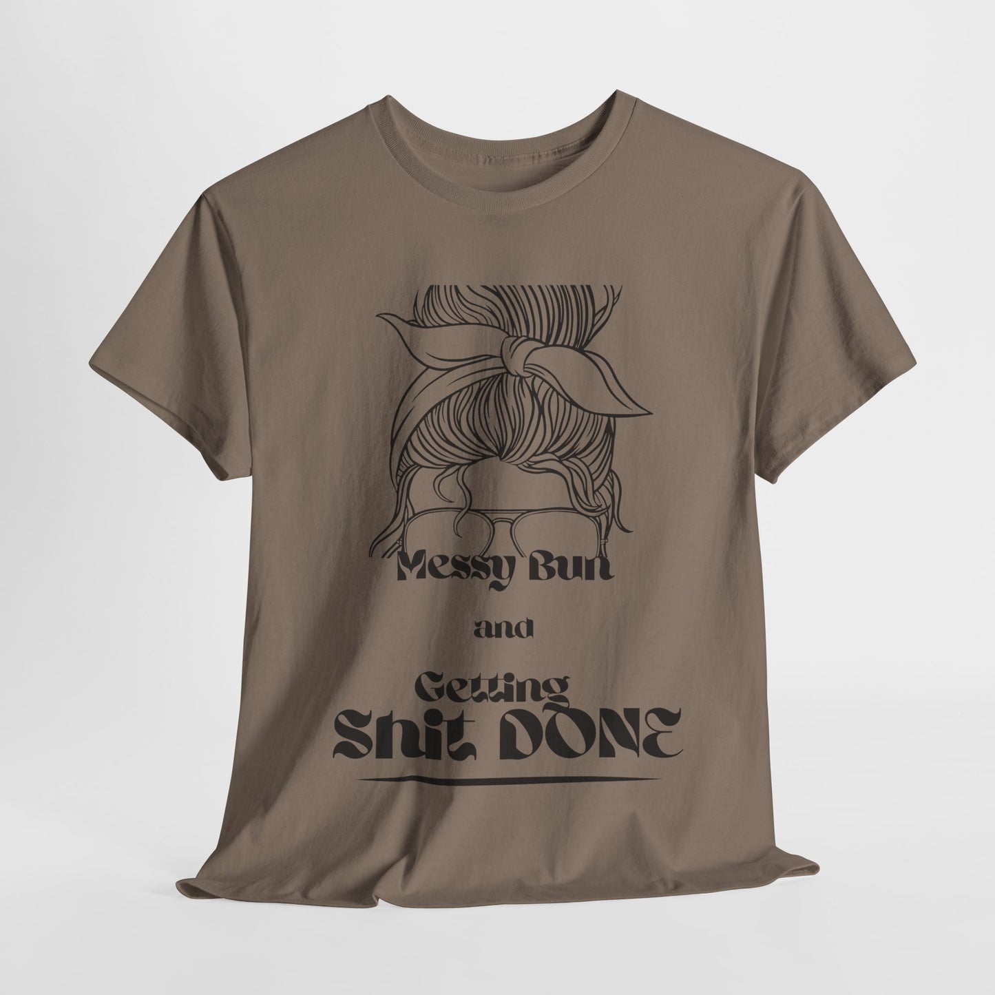 Messy Bun Vibes Unisex Cotton Tee - Gift for Moms, Casual Wear, Humor Tee, Birthday, Relaxed Fit