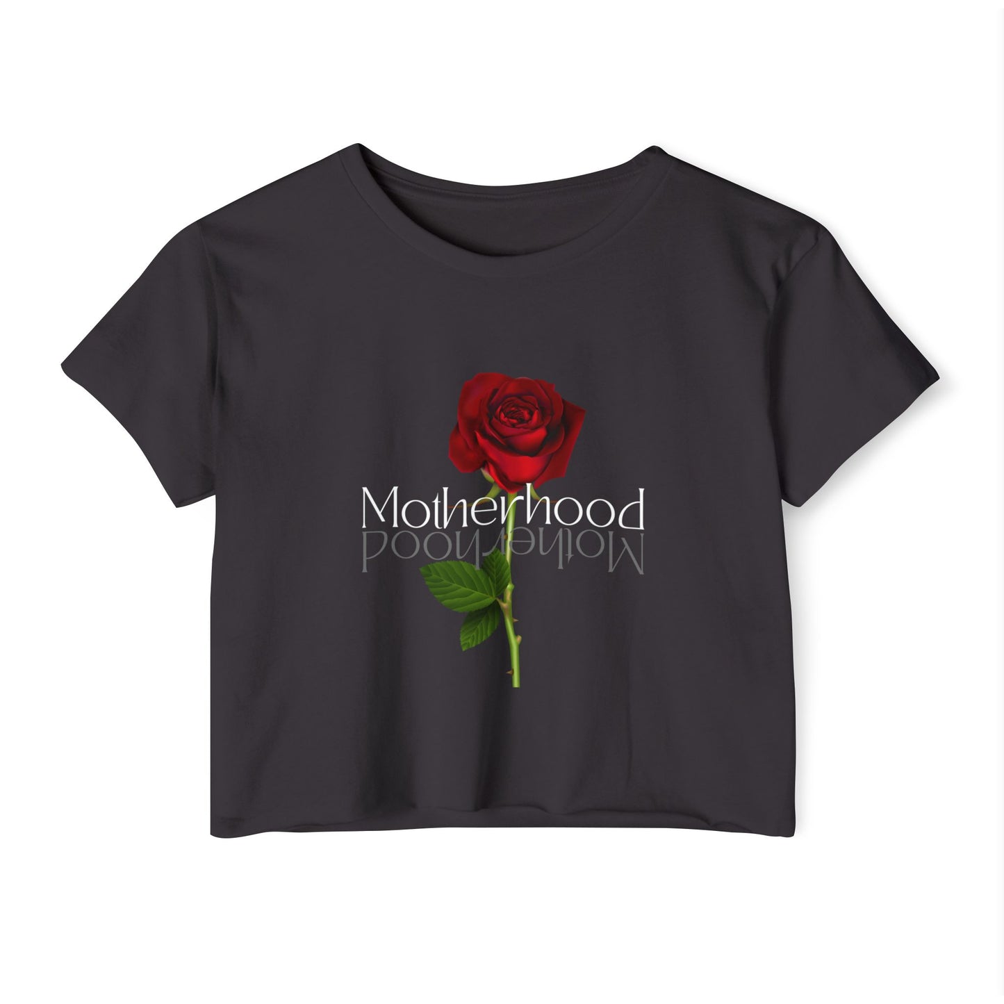 Women's Motherhood Crop Top with Rose Design - Stylish Summer Top, Boho Fashion, Festival Wear, Mother's Day Gift, Casual Outfit