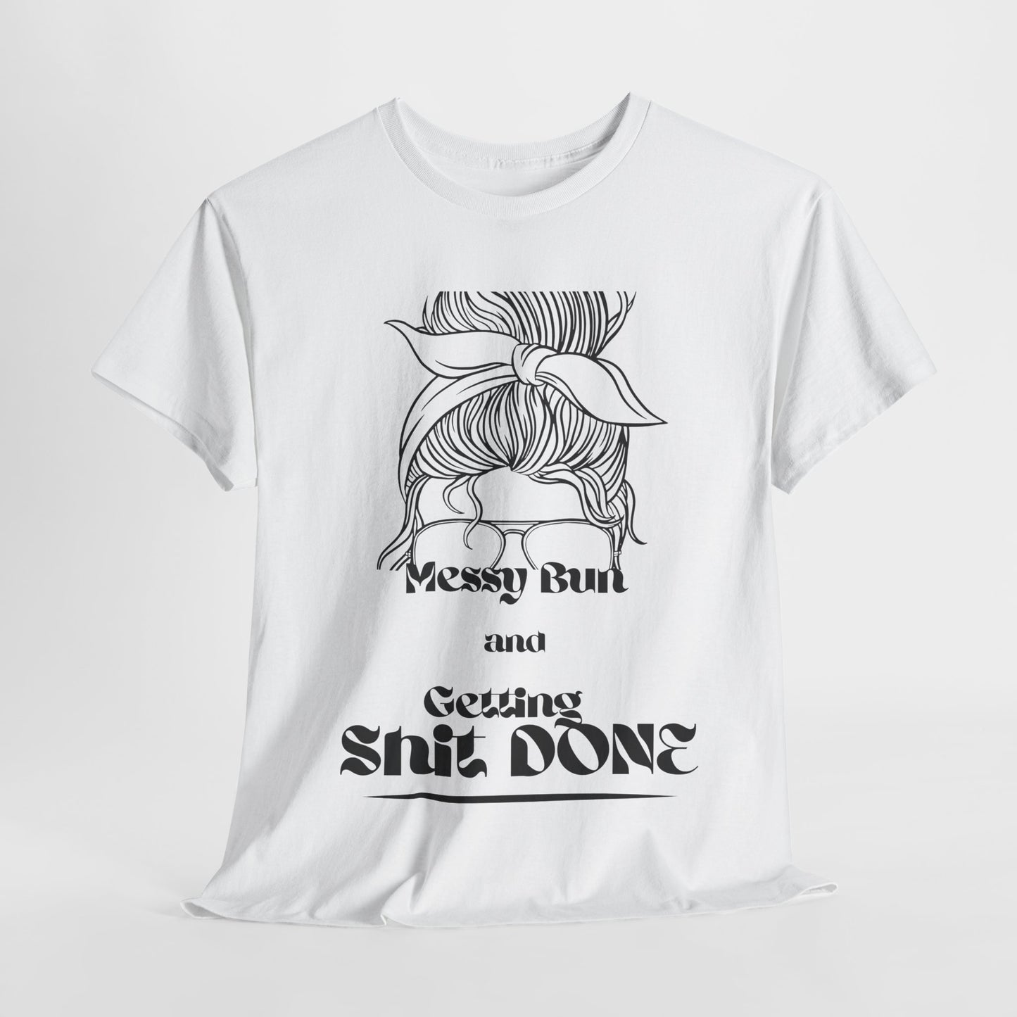 Messy Bun Vibes Unisex Cotton Tee - Gift for Moms, Casual Wear, Humor Tee, Birthday, Relaxed Fit