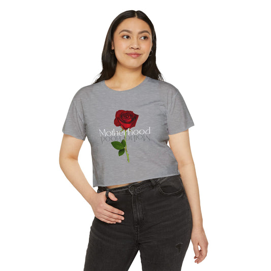 Women's Motherhood Crop Top with Rose Design - Stylish Summer Top, Boho Fashion, Festival Wear, Mother's Day Gift, Casual Outfit