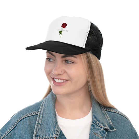 Elegant Rose Trucker Cap | Floral Hat for Garden Lovers, Fashion Accessory, Gift for Him/Her, Stylish Headwear, Summer Essential